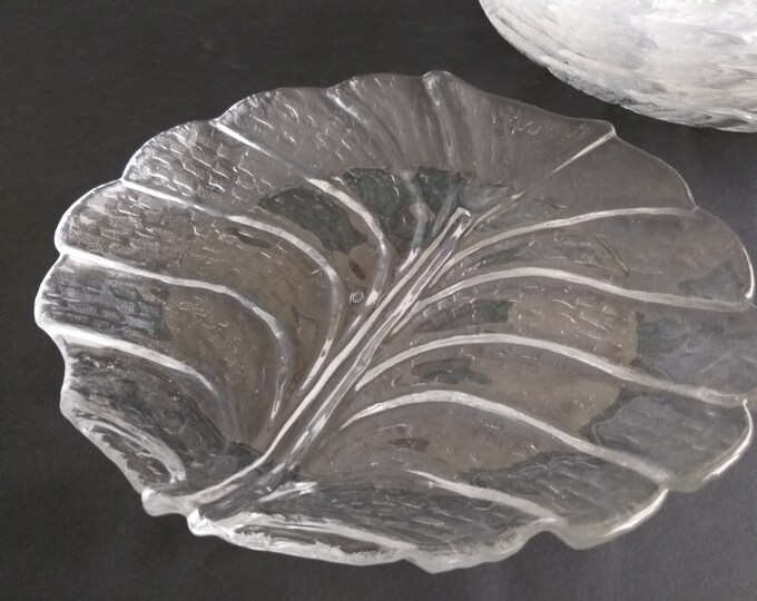 Sweden Orrefors. Crystal Glass Plate Pattern Eden. Embossed Leaf. Design by Lars Hellsten.  Ecological and Stylish at all Times.