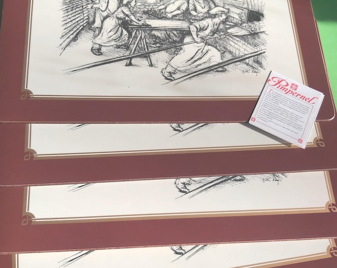 XL Pimpernel England De Luxe Finish Vintage Set of 4 Large Table Mats in Original Box. Tableware. Quality and Elegant Table Decoration.