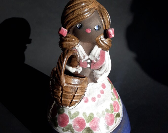 Beautiful Gunnar Nyman Ceramic Flower Girl Figurine. Vintage Swedish Art Pottery. Signed. Adorable Scandinavian Home Decoration.