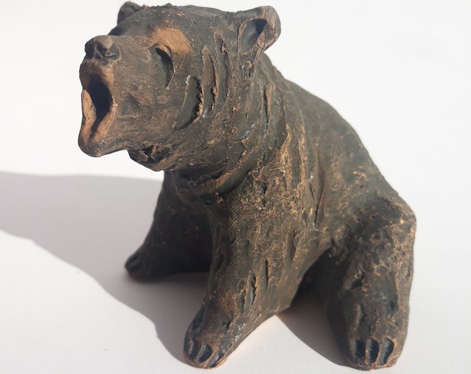 Tilgmans Keramik Sweden Brown Bear Ceramic Figurine from 60's. Scandinavian Vintage Pottery. Swedish Home Decoration. Marked. Collectable.