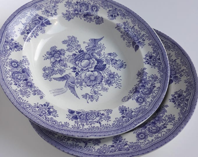 Set of 2 Antique Swedish Porcelain Classics Soup Plates from the Series Fasan from Gustavsberg (1880-1923). Asiatic Pheasants. Collectable.