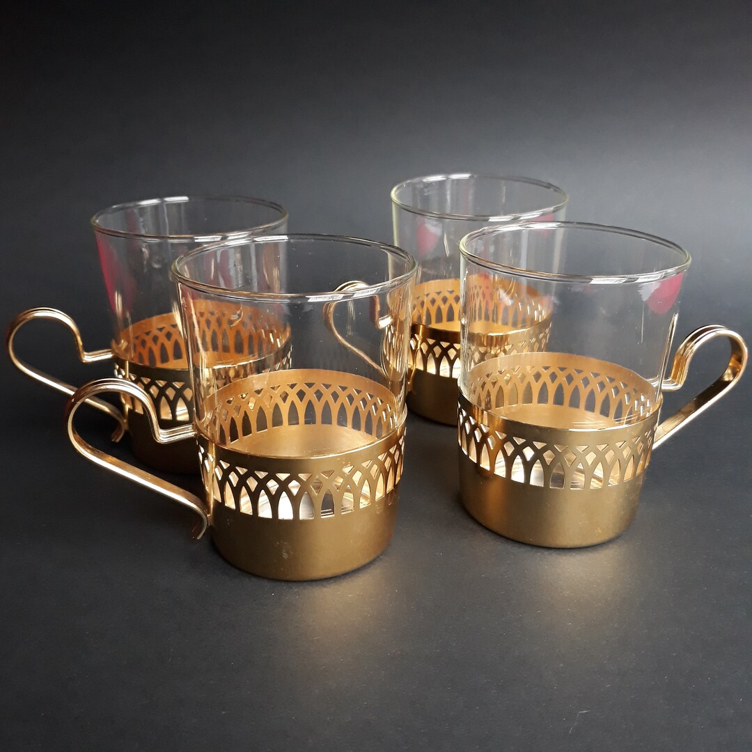 Vintage Set of 4 Schottmainz Jena En Glass Tea Cups in Gold Etsy