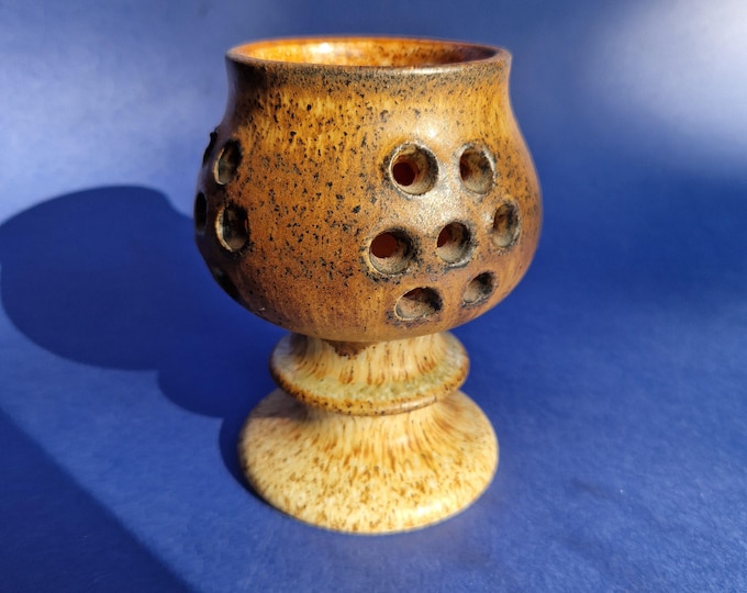 EGO Stengods Atelje Sweden. Vintage Candle Holder by Bruno Karlsson. Signed. Nice Earthy Brown Tones. Swedish Pottery. MCM Style.