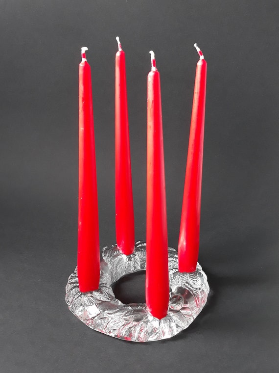 Vintage Nybro Sweden Crystal Glass Christmas Advent Candle