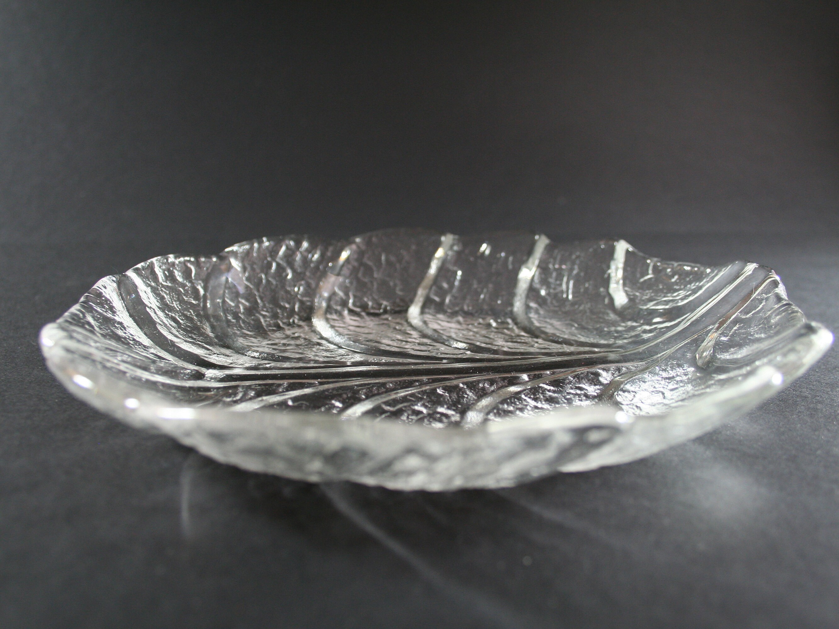Sweden Orrefors. Crystal glass salad plate Eden. Embossed Etsy
