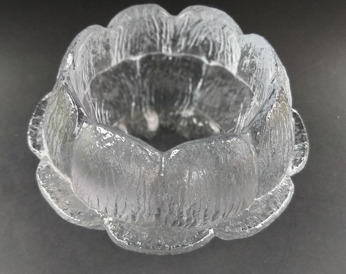 Holmegaard of Copenhagen Large Glass Water Lilly "Åkande" Candleholder. Made in Denmark. Danish Mid-Century Design by Sidse Werner.