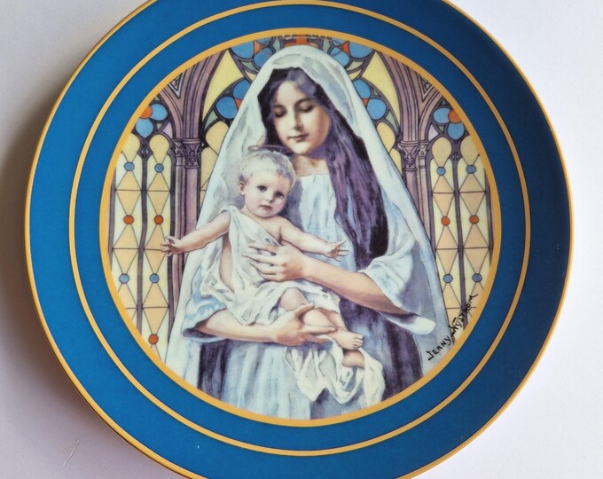 Jenny Nystrom Religious Motifs Nr 5 Vintage Swedish Porcelain Wall Hanging Plate - Jesus Mary Christianity. A Beautiful Gift for Christmas.