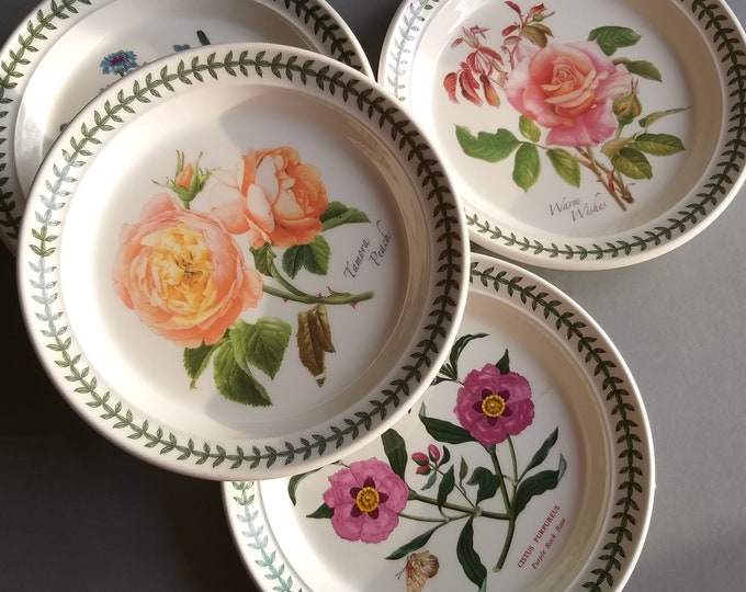 Portmeirion Botanic Garden or Botanic Roses (8.5") Plate. Floral Design by Susan Williams Ellis. Different Back Stamps. Excellent Condition.