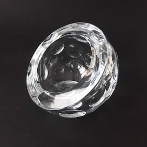 Fantastic Vintage Swedish Crystal Clear Glass Cigar Ashtray in Orb Shape. Mid-century Modern Style. Made in Sweden. Heavy. Rare Find.