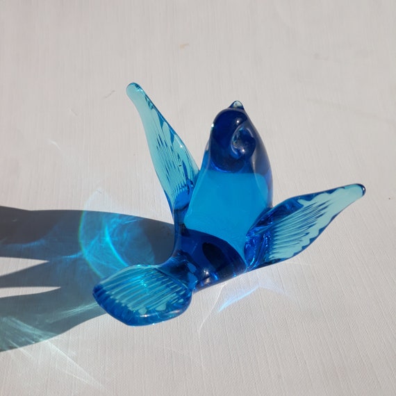 ガラスの青い鳥　２羽のペア　bluebird of hapiness Vintage FM Konstglas Blue Bird of Hapines Art Glass Ronneby. Hand