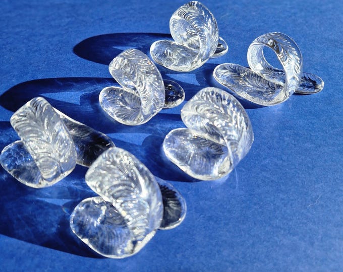 Set of 6 Hadeland Norway Furu Crystal Glass Napkin Rings. Designed by Severin Brørby. Norwegian Scandinavian Tableware from the mid-20th.
