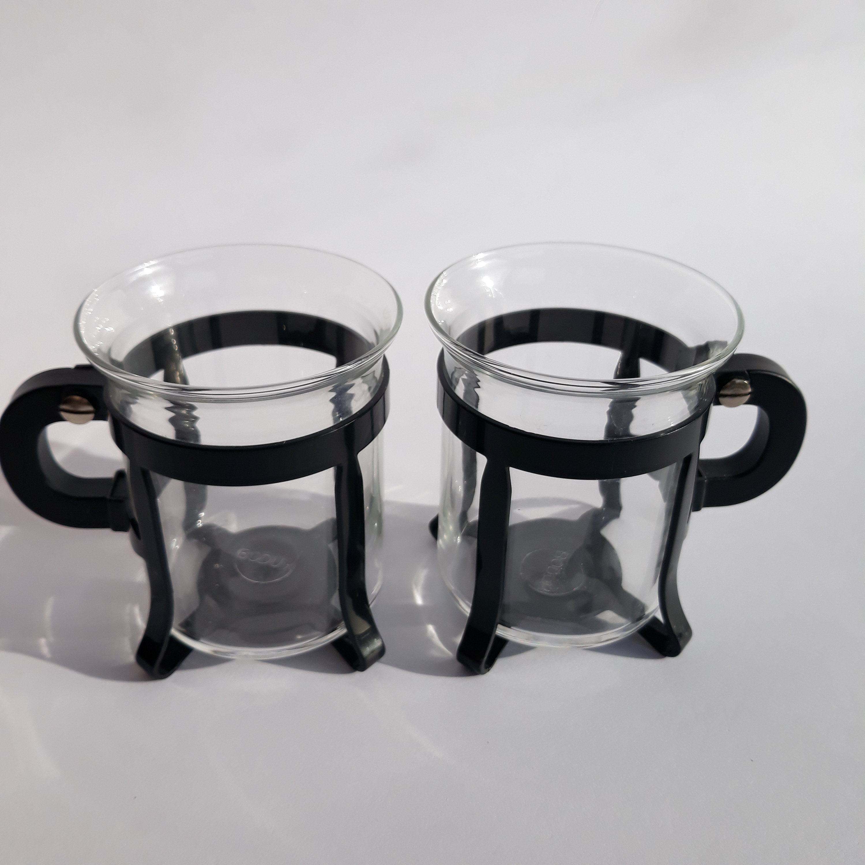 Pair of Vintage Bodum Glass Chambord Tea Coffee Glasses With