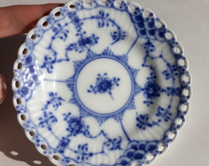 Royal Copenhagen Denmark Blue Fluted Full Lace 1145  Little Plate. Designed Arnold Krog. Hand-Painted Danish Porcelain. Elegant Tableware.