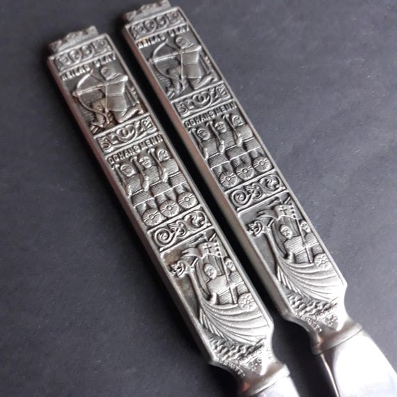 Norwegian Pewter Konge Tinn Flatware. Scandinavian MCM Style. Meat