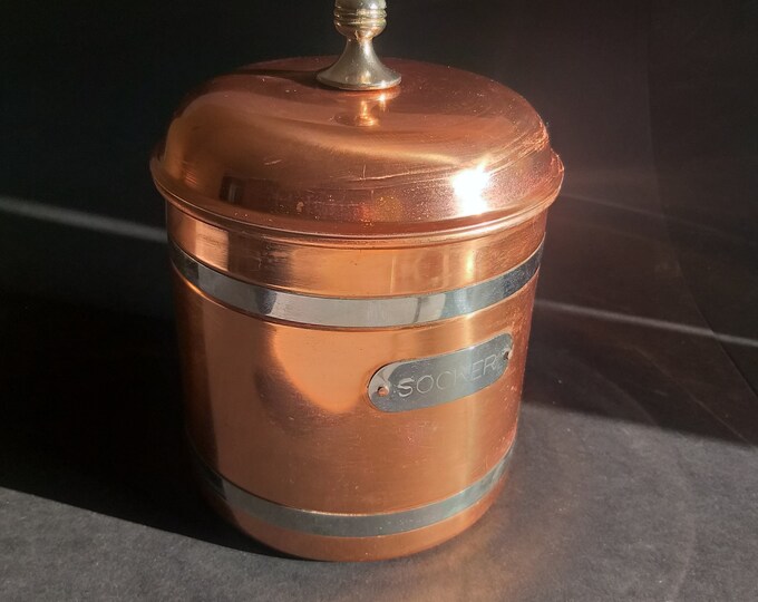 Dorre Produktor Large Copper Socker Sugar Jars Container from Sweden. Tin Interior. Vintage Kitchen Decor. Retro Home Decor. Swedish Design.