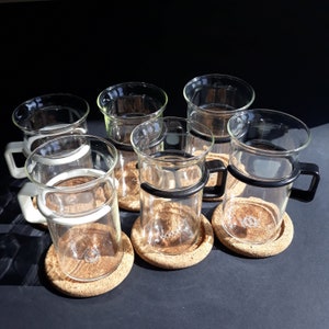 🔶️4 VINTAGE BODUM BISTRO DUO TEA GLASSES COFFEE MUGS 80s RETRO C.  JORGENSEN