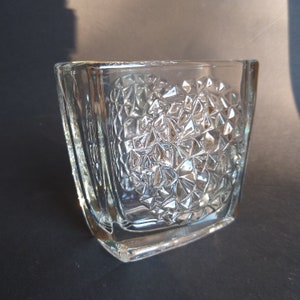 Sklo Union Czech Bohemian Art Glass Vase by Rudolf Jurnikl. Rudolfova Hut Glassworks. Mid Century Design. Clear Glass fits all Interiors.