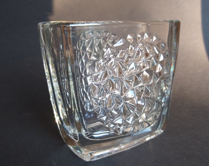 Sklo Union Czech Bohemian Art Glass Vase by Rudolf Jurnikl. Rudolfova Hut Glassworks. Mid Century Design. Clear Glass fits all Interiors.