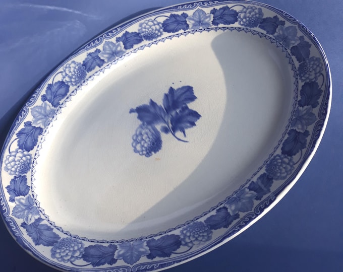 Rorstrand Goteborg Sweden. Antique Deep Plate in Dahlia Pattern. White with Blue Florals. Vintage Swedish Porcelain. Rare and Collectable.