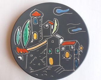 A XL West German Fat Lava Wall Plate Made by Ruscha. the