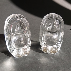 Set of 2 Bergdala Glasbruk Sweden Crystal Glass Troll Figurines Paperweight Sun Catchers. Design by Peter Johansson. Nordic Home Decoration.