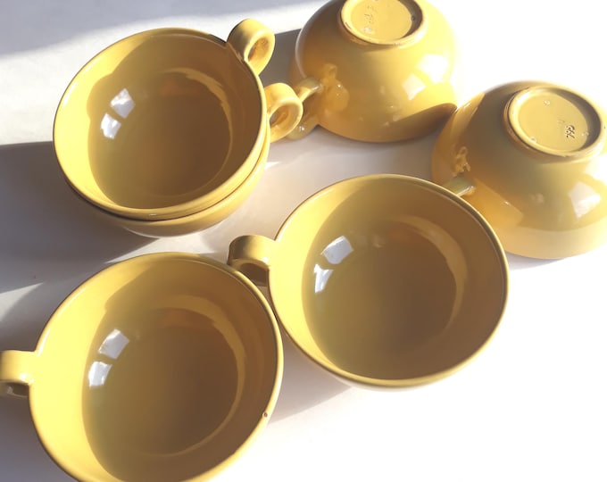 Gabriel Keramik Sweden Wide open Ceramic Cups in Lovely Yellow Colour. MSM Style Swedish Pottery. Scandinavian Vintage Tableware. Marked.