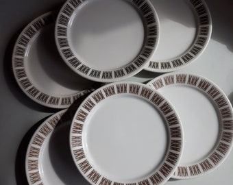 Set of 3 Vintage Porsgrund Norway Plates. We have 2 Sets. One Set has Brown (74) the other one Black (71) Colour Decor around Edge. Marked.
