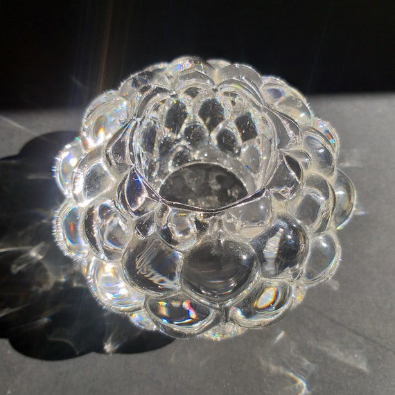 Orrefors Sweden Clear Crystal Glass Raspberry Shape Tealight
