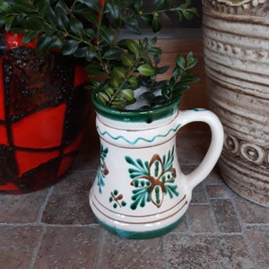 Swedish Studio Pottery Ceramic Mug Vase with Handle. Beautiful Glazed Patterns in Great Colours. Nordic Mid Century Modern Style Home Decor.