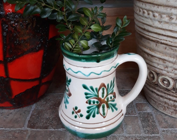 Swedish Studio Pottery Ceramic Mug Vase with Handle. Beautiful Glazed Patterns in Great Colours. Nordic Mid Century Modern Style Home Decor.