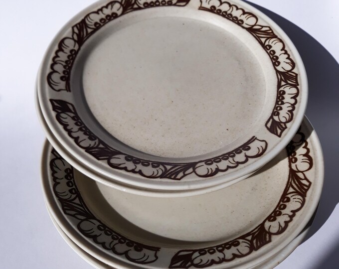 Set of 2 Porsgrund Norway Ceramic Salad Plates in Pattern Troll. Designed by Eystein Sandnes. Norwegian Vintage Tableware from 1970s.