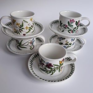 Ein Vintage Portmeirion England Botanic Tasse und Untertasse Set. Auswahl aus fünf Dekoren. Britisches Design von Susan Williams Ellis. Florale Muster