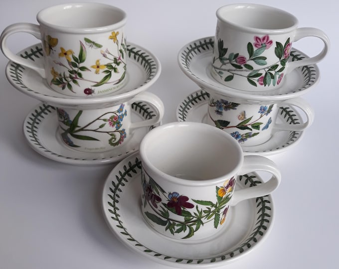 One Vintage Portmeirion England Botanic Cup and Saucer Set. Choice of Five Patterns. British Design by Susan Williams Ellis. Floral Patterns