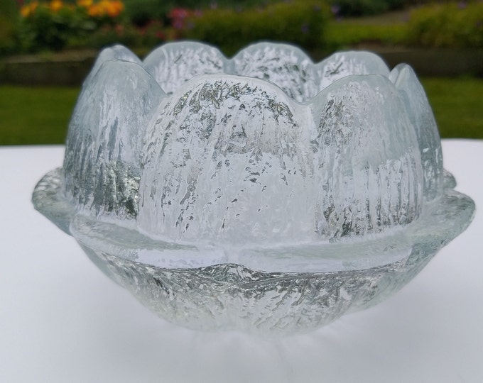 Holmegaard of Copenhagen Large Glass Water Lilly "Åkande" Candleholder. Made in Denmark. Danish Mid-Century Design by Sidse Werner.