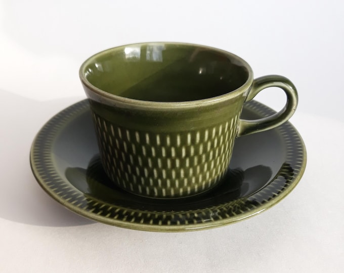 Stavangerflint Gronette. Teacup and Saucer foe Coffee or Tea. Vintage Stavanger Norway. Scandinavian Mid Century Modern Style Tableware.