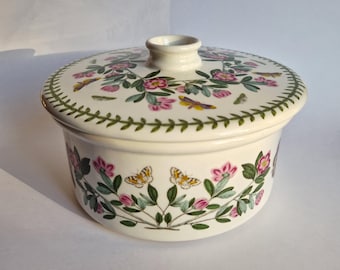 Vintage Portmeirion England Botanic Garden 12.91" Covered Casserole. Oven to Table. Rhododendron Pattern. Design by Susan Williams Ellis.