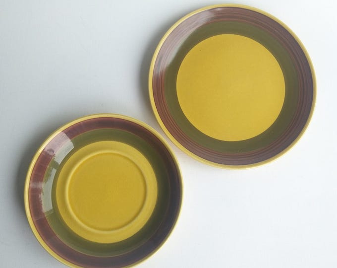 Stavangerflint Norway. Vintage Ceramic Duo Set -  Saucer and Plate. Honey Pattern Designed by Inger Waage. Scandinavian Design Tableware.