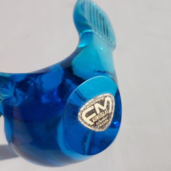 Vintage FM Konstglas Blue Bird of Hapines Art Glass Ronneby. Hand