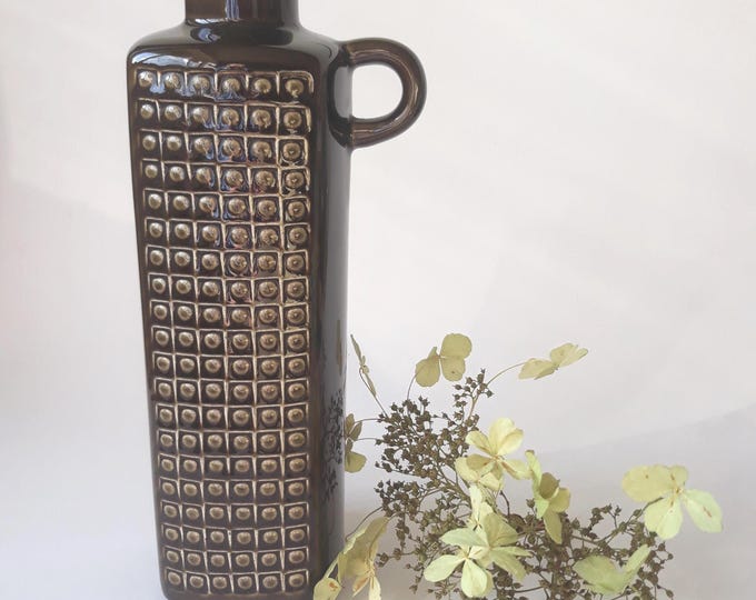 Vintage Rörstrand Sweden Ceramic Vase with Handle from Kub Series. Design by Gunnar Nylund. MSM Style Swedish Ceramic. Lovely 60s Home Decor