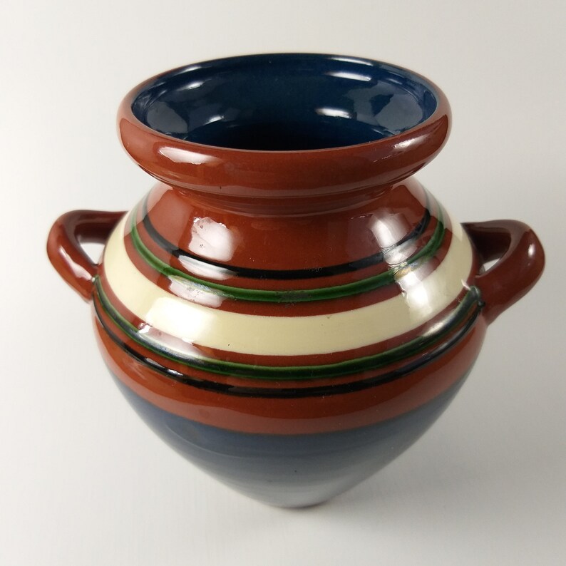 Nittsjö Pottery Sweden. Ceramic Jar Pot in Vivid Colours and Shiny