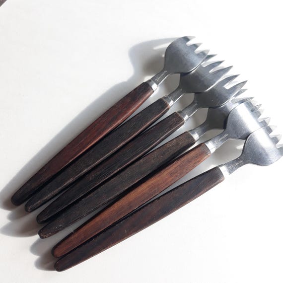 Rostfritt Stal Sweden Mid-century Modern Swedish Flatware. Teak
