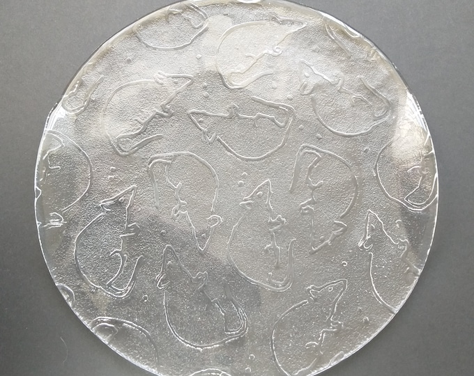 Nybro Crystal Sweden. Design by Cilla Persson. Full Lead Crystal Cheese Board Platter. Rare and Fun Piece with Mouse Motif. Perfect Gift.