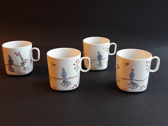 Set of 4 Suisse Langenthal Cups Switzerland. Four Quality Hand