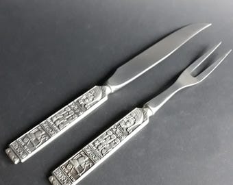 Norwegian Pewter Konge Tinn Flatware. Scandinavian MCM Style. Meat