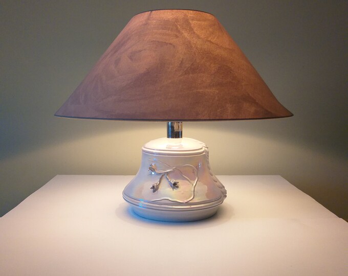 Unique Vintage Porcelain Silver Luster Lamp Base. Fantastic Shape and Colour. Hand Made and Hand Painted. Boudoir Lamp. Excellent Condition