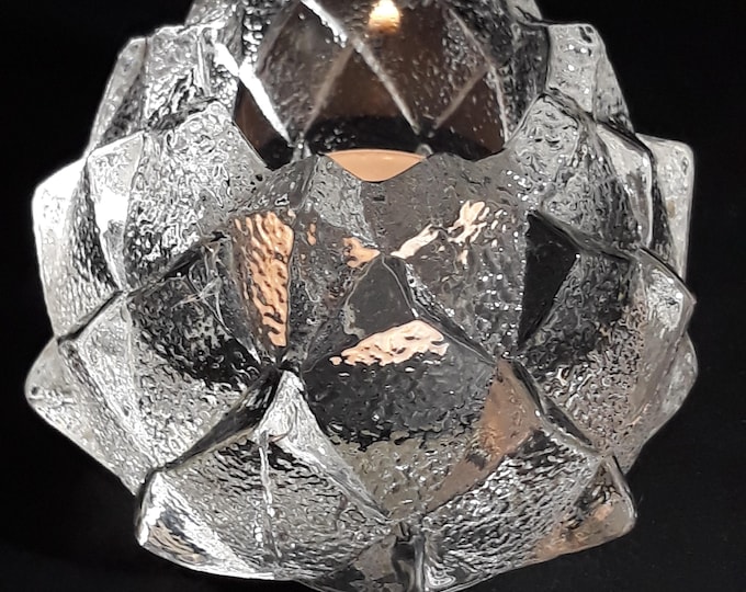 Vintage Orrefors Nimbus Crystal Glass Candle Holder For Tealight. Design Glass by Berit Johansson. Swedish Glass Home Décor. Heavy Piece.