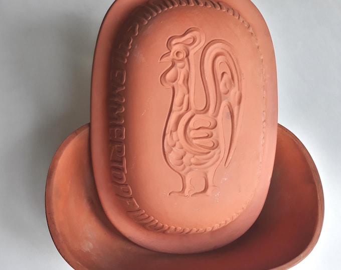 Schlemmertopf 839 Scheurich West Germany. Vintage Clay Crock, Baker, Roaster, Casserole. Excellent for Home Cooking. Some Patina.