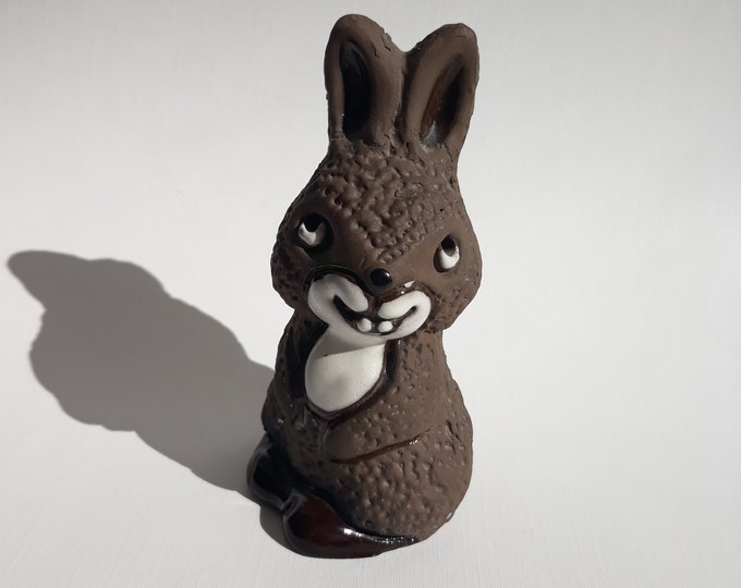Tore Borg Sweden Ceramic Rabbit, Hare Figurine in Chocolate White Colour. Studio Pottery. Vintage Swedish Studio Pottery. Scandinavian Decor
