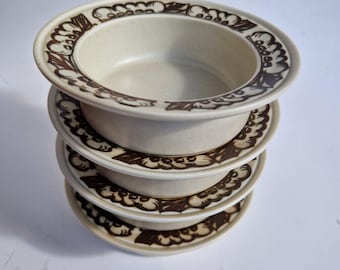 Porsgrund Norway Ceramic Two Bowls in Pattern Troll. Designed by Eystein Sandnes. Norwegian Vintage Tableware from 1970s.