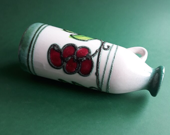 Veb Strehla Ceramic East Germany. Vase in Fat Lava Style. White Green Colour Glaze. Mid Century Modern Form 1309. German Vintage Pottery.